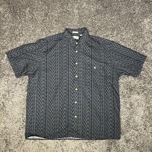 Natural Issue Mens‎ Sz L Button Up Black Gray Tribal  Hawaiian Soft Wash Shirt